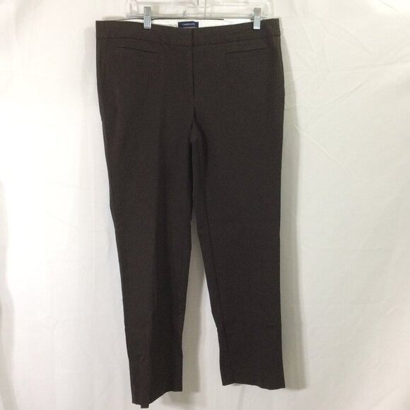 NEW Lands End Pants Fit1 Twill Brown Spice Stretch Slash Pockets Cotton 12 - Picture 1 of 4